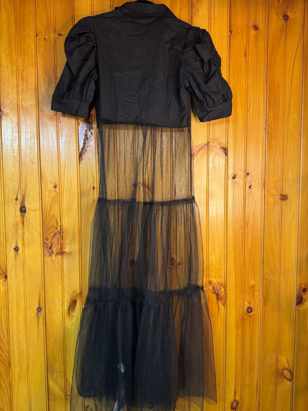 Kohl's Black Puff Sleeve Sheer Tulle Dress - Picture 7 of 7